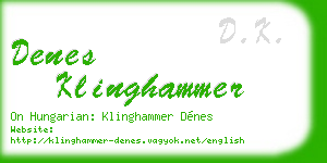 denes klinghammer business card